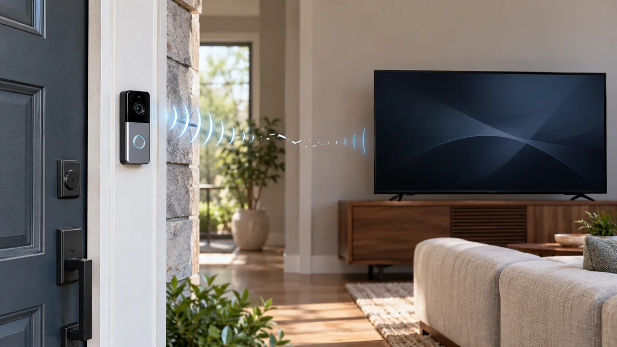 Ring doorbell on Samsung TV not working beside a television with a broken connection