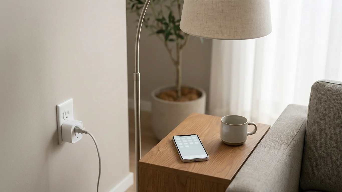 A phone diagnosing a smart plug not responding Apple Home warning