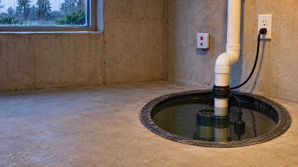 Sump pump not running during heavy rain while water rises inside a dry-floor basement pit