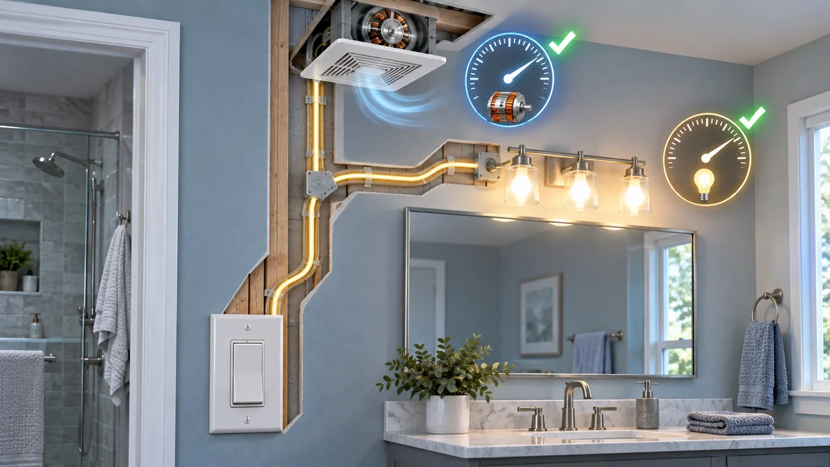 Can bathroom fan and light be on same switch control beside a bathroom exhaust fan and vanity light