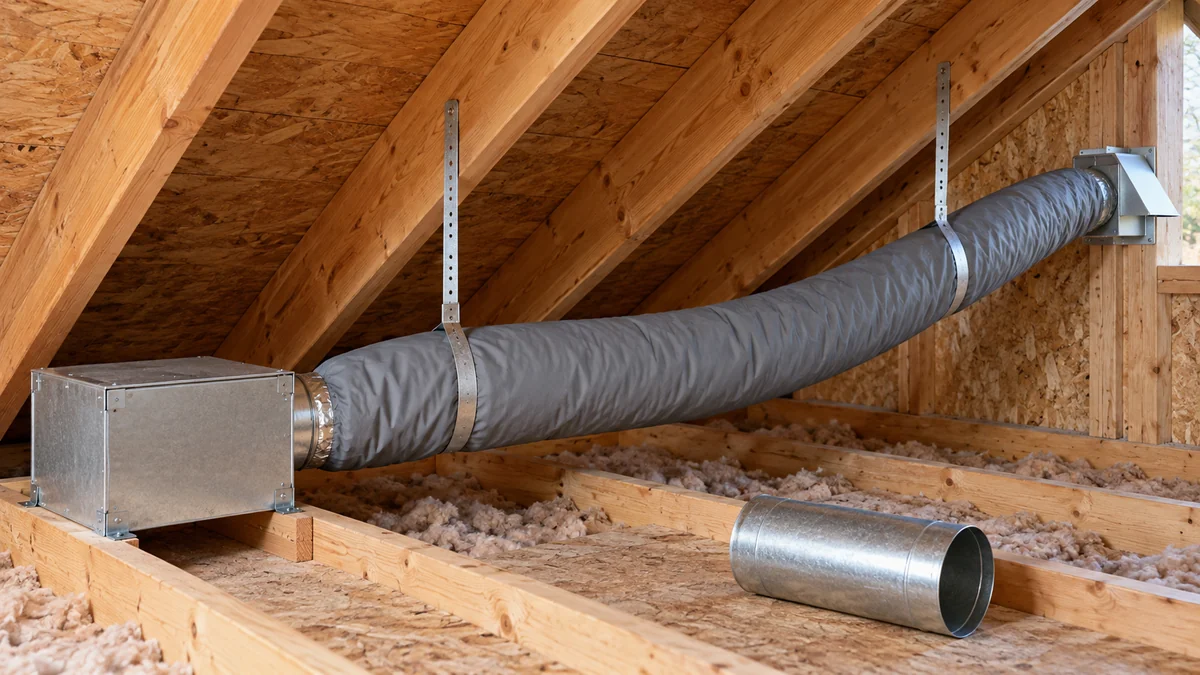 Can you use flexible duct for bathroom fan with a short insulated attic run