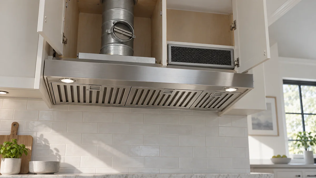 Can a ductless range hood be converted to ducted shown with a metal duct collar and recirculating grille