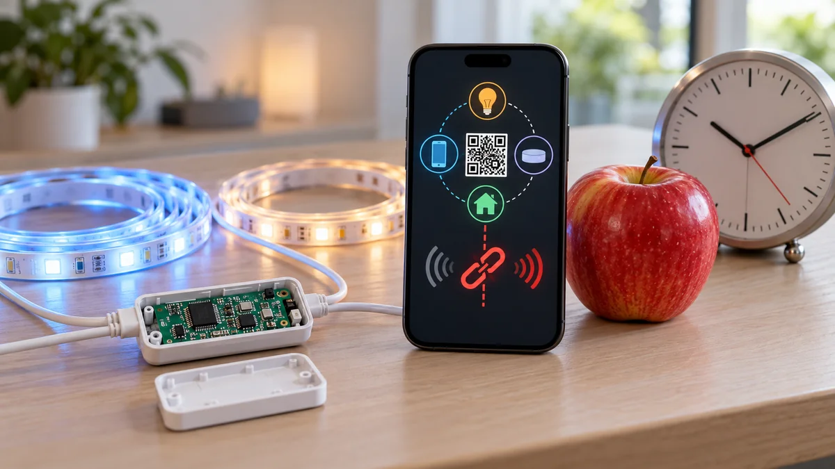 Govee lights won't connect to Apple Matter beside an unbranded light and phone during a timed setup check