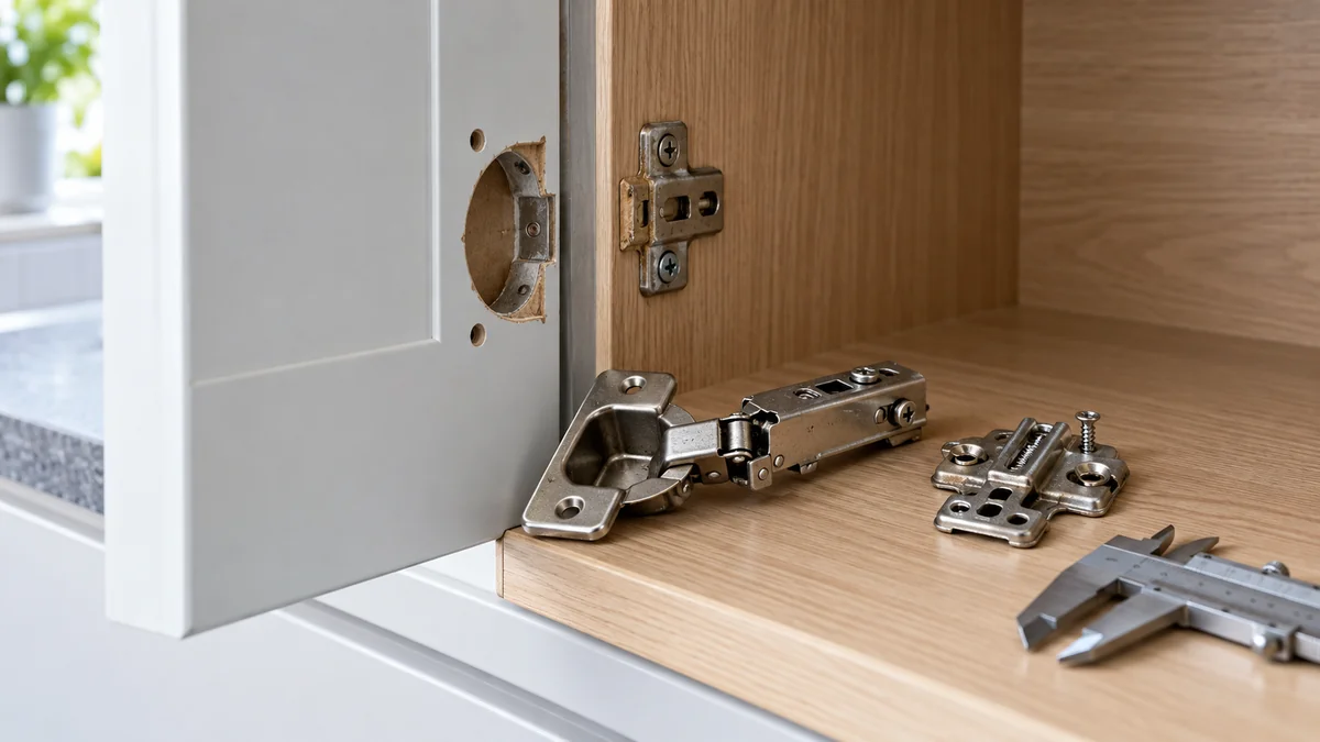 Cabinet hinge keeps coming loose while the cup arm and mounting plate are checked separately